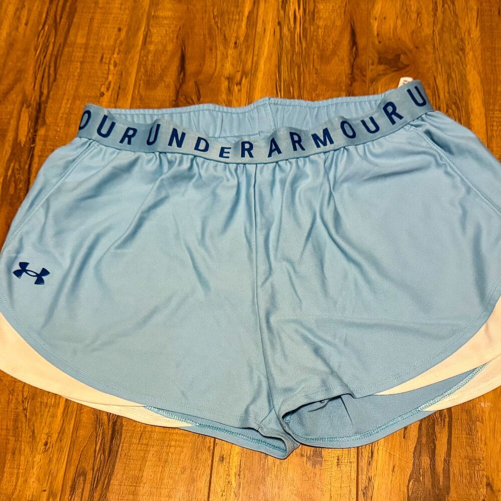 Under Armour Women's Play Up 2-in-1 Shorts - Light Blue Size Large